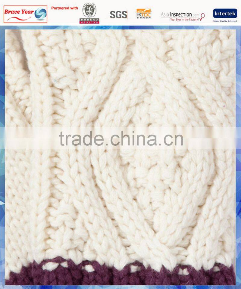 long cuff cable knitted half finger gloves for women