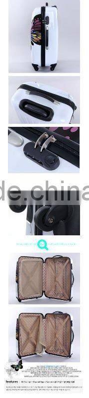 China alibaba 2014 Butterfly girl's ABS/PC hardcase travel trolley luggage / carry-on suitcase