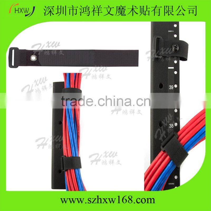 Hook and Loop Cable Ties Black Cinch Straps with Eyelet