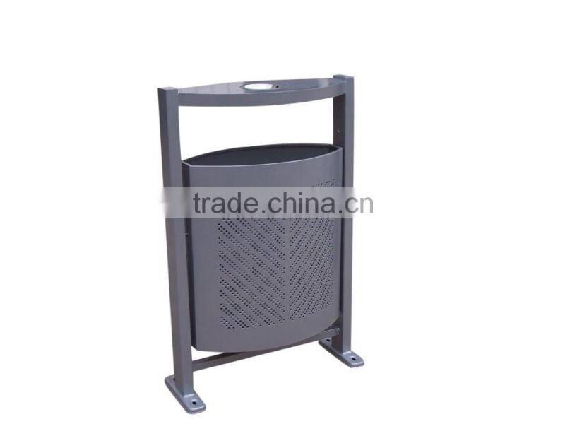 BS01c Arlau durable single outdoor metal trash bin with Ashtray