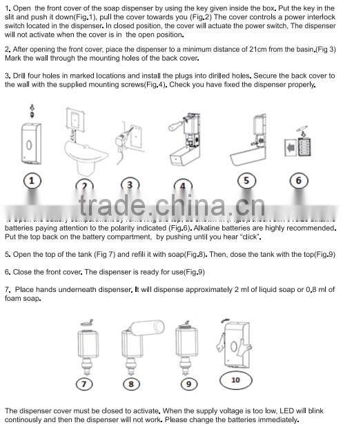 automatic liquid soap dispenser, sensor liquid wall mount soap dispenser, touchless stainless steel soap dispenser