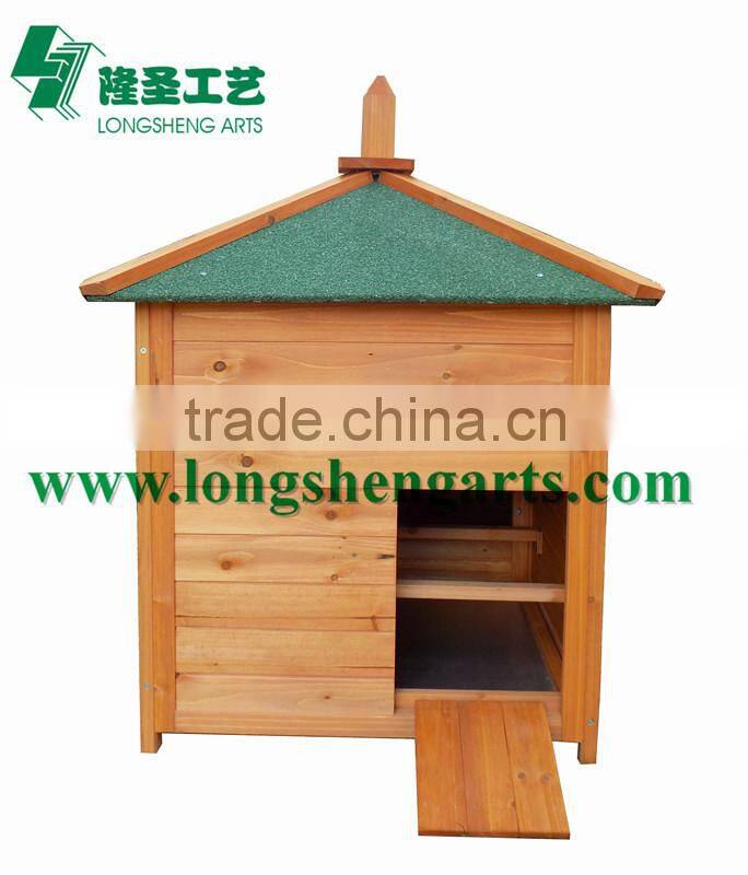 Tower-like wooden chicken coop