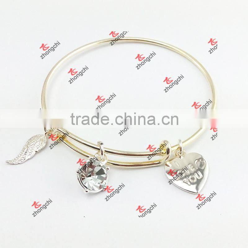 Gold Charms Brass Bracelet Bangles Jewelry