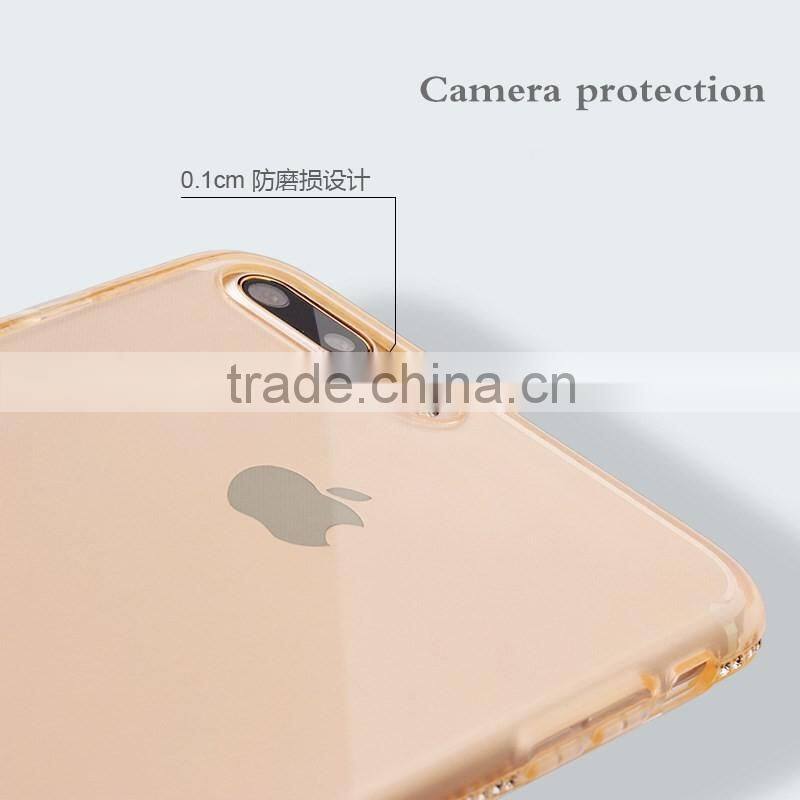 Ultra Thin Clear TPU Diamond Case For iPhone 7, for iPhone 7 Crystal Clear Rhinestones Case