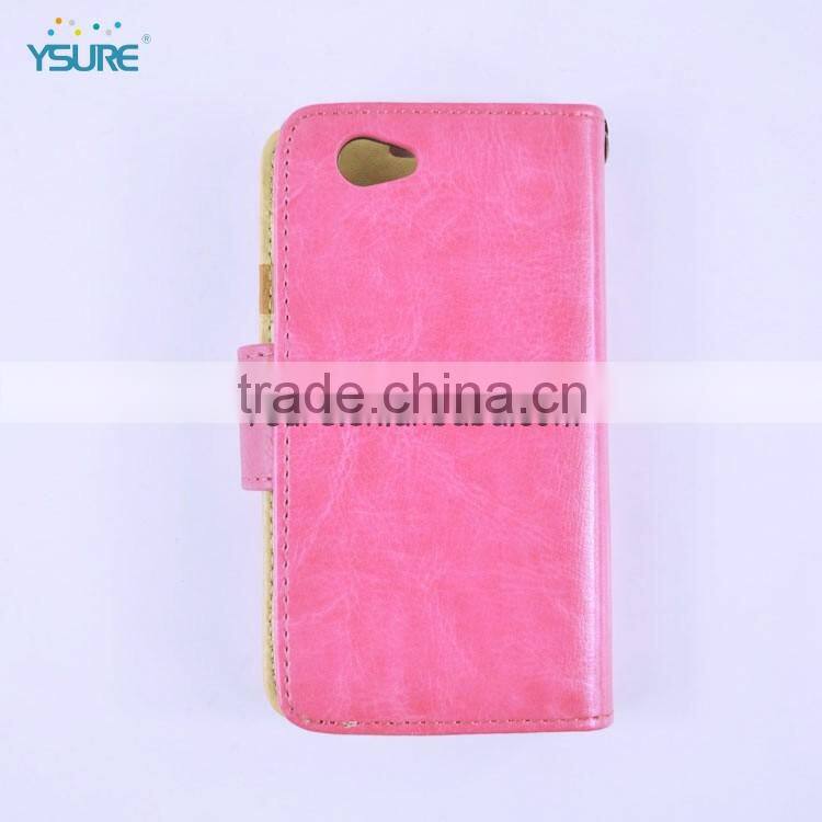 Pink Leather Flip Case for Sony L39h Mini with Wristlet