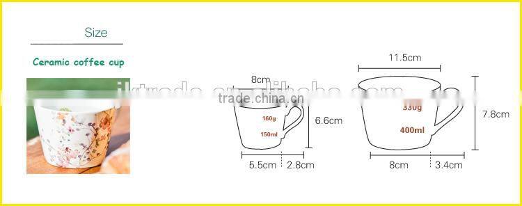 Wholesale Promotional Custom Rural Style Floral Ceramic Coffee Cup