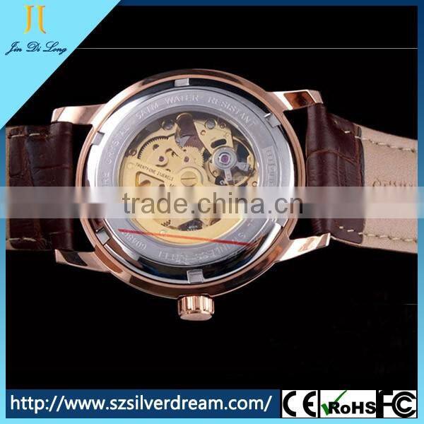 2016 Automatic Mechanical Tourbillion Men's Watch Fashion Genuine Leather Skeleton Wrist Watch