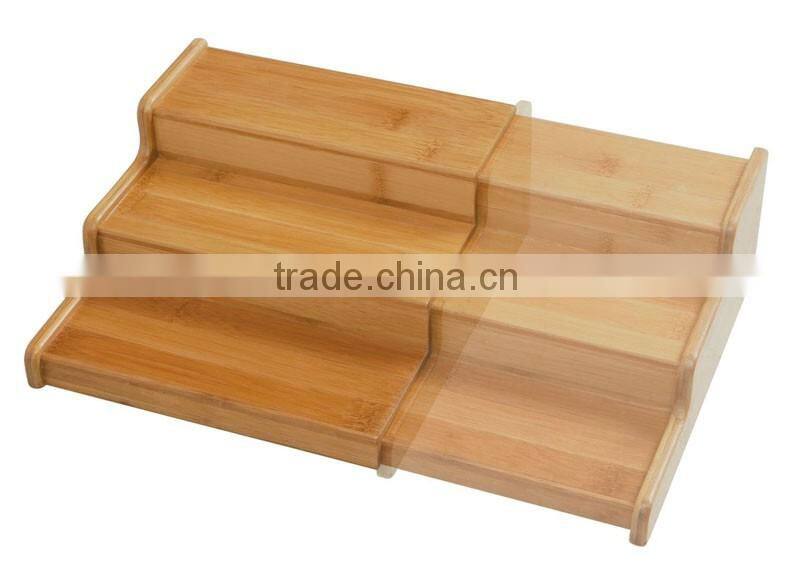 Classics 3-Tier Expandable Bamboo Spice Rack Step Shelf Organizer