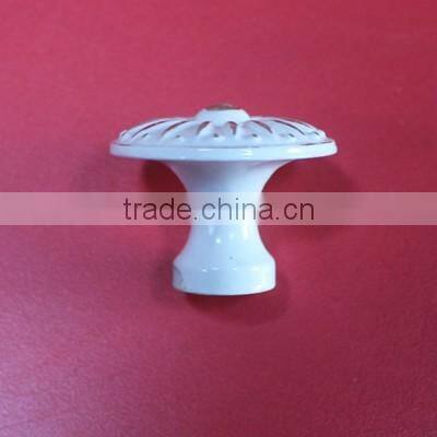 Round Flower Design Zinc Alloy furniture Knobs and Ivory White Cabinet and drawer Knob