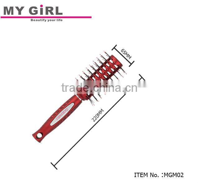 MY GIRL Retro Soft Rubber Cushion Massager Detangling natural bristle hair brush Plastic travel hair brush