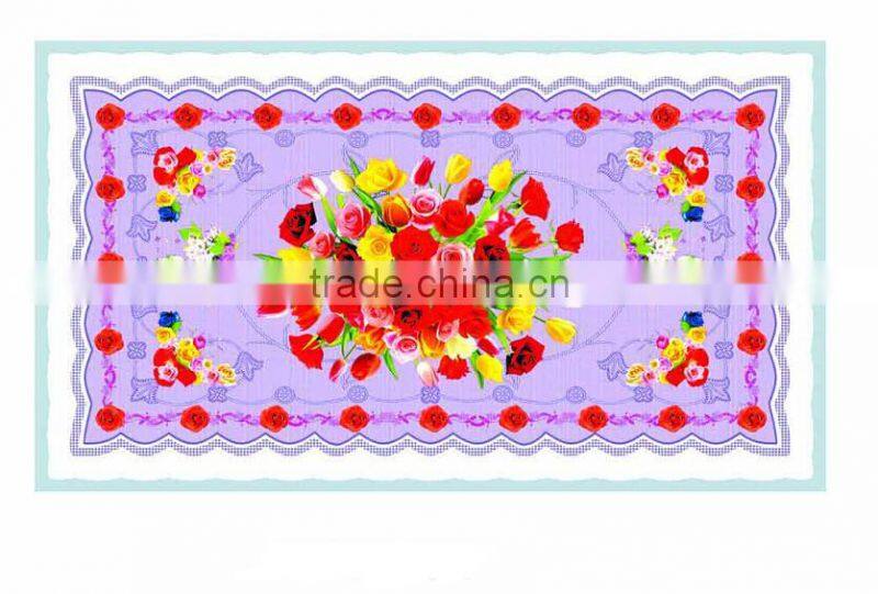 Newest transparent printed flowers all-in-one vinyl table cloth piece/roll