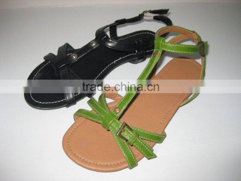 latest T-strap ladies basic fashion flat sandal