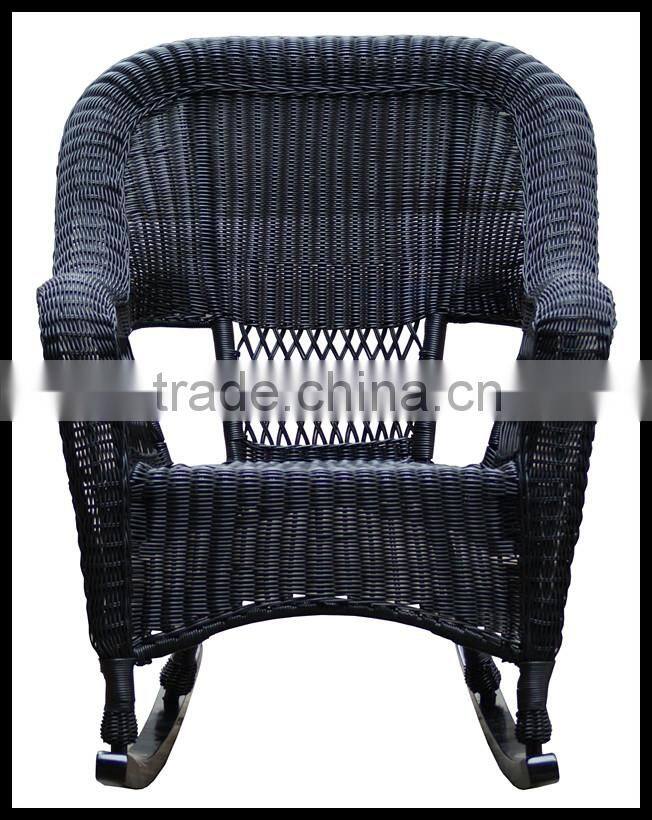 wholesale furniture outdoor big heavy duty antique metal steel frame handmade pvc rattan wicker floor garden rocking chair