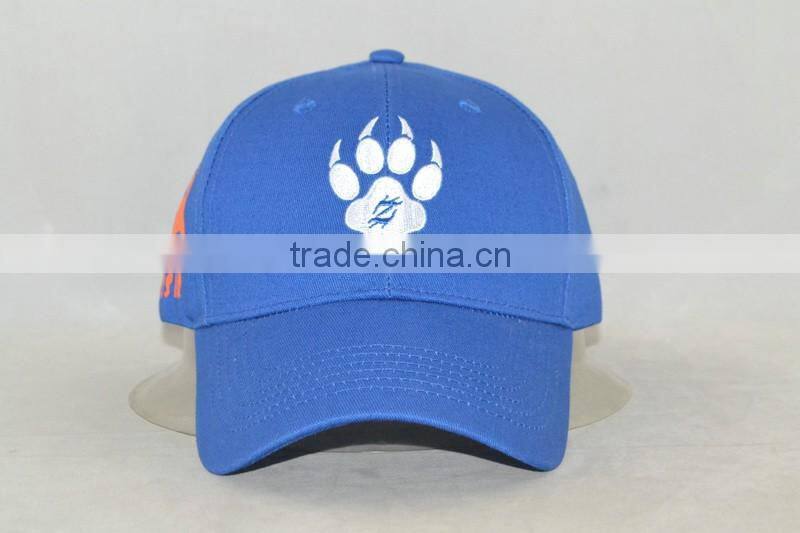 Guangzhou hat factory professional custom / 100% cotton/colour/embroidery logo/blue baseball cap