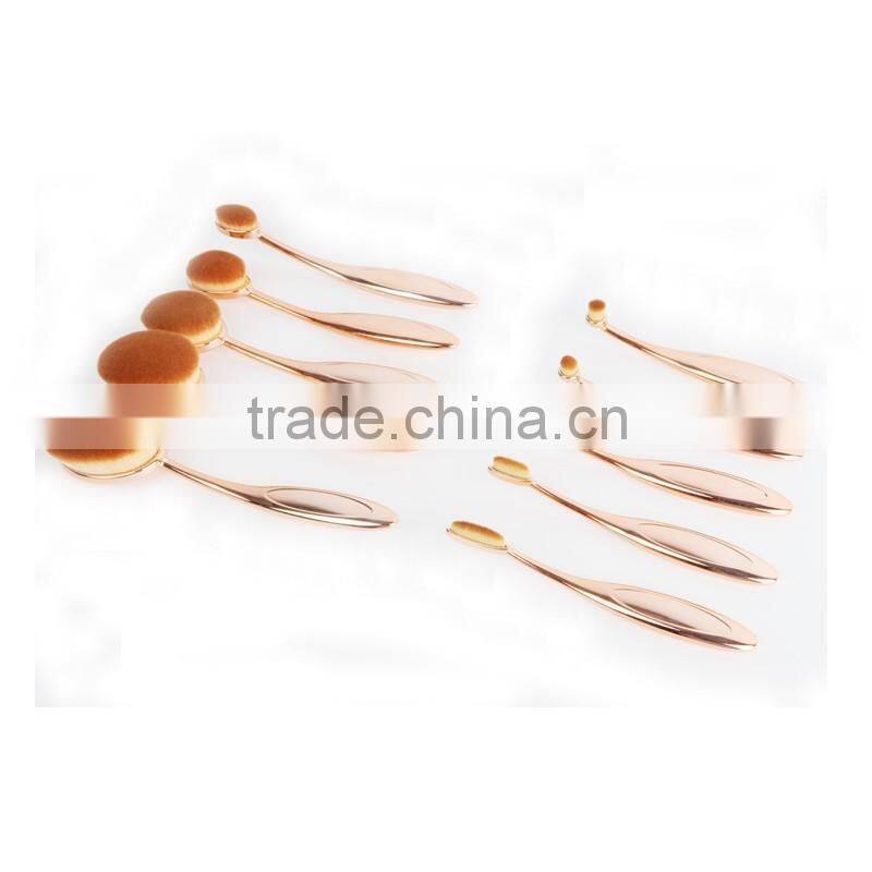 2016 Toothbrush Design Makeup Brush Brush Makeup Cosmetics New High Quality Professional 10 Pcs Rose Gold Oval Brush Set