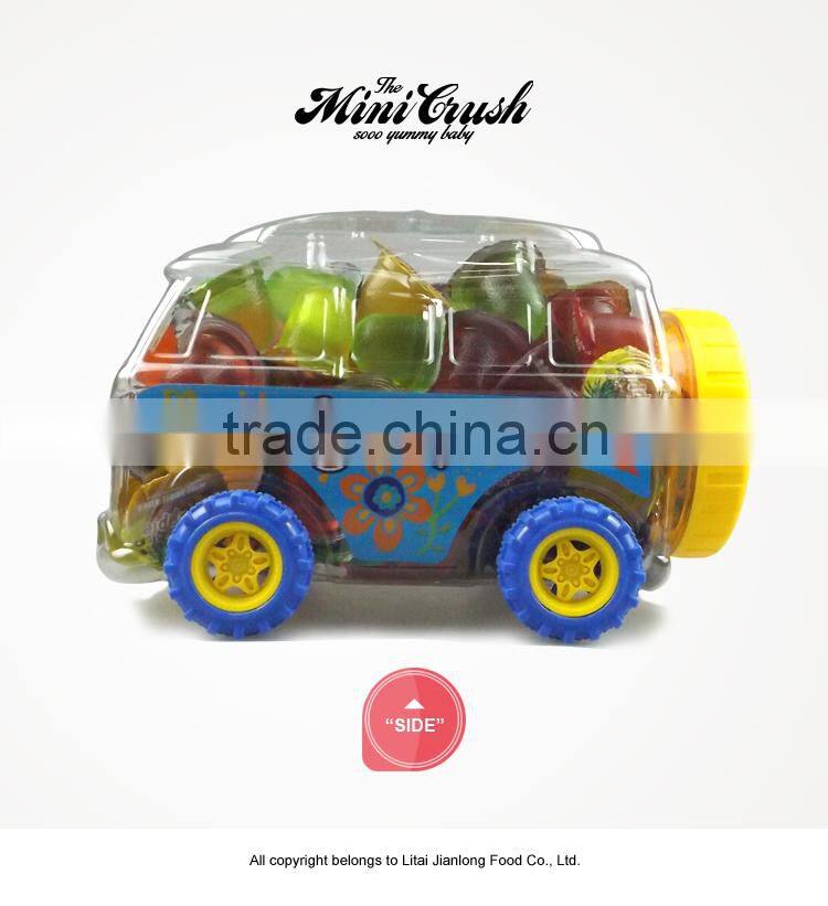 Big school car kids toys with mini fruit candy plastic jelly cup