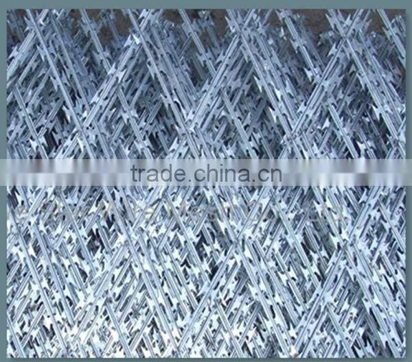 China metal enclosure grills high security square hole razor mesh panels road field fence wire dividers with sharp razor