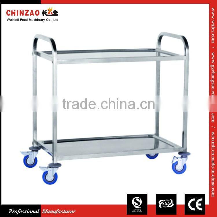 Durable Utility 2-Tier Stainelss Steel Wine Service Trolley