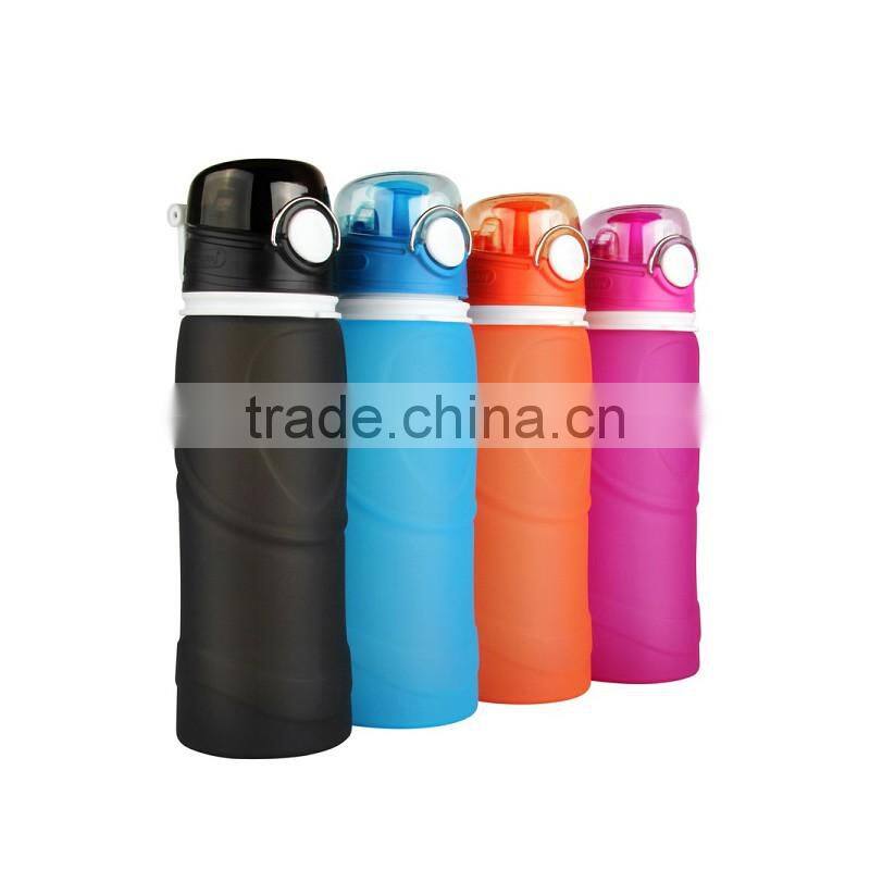 New design bottle bpa free 1L foldable food grade silicone water bottle