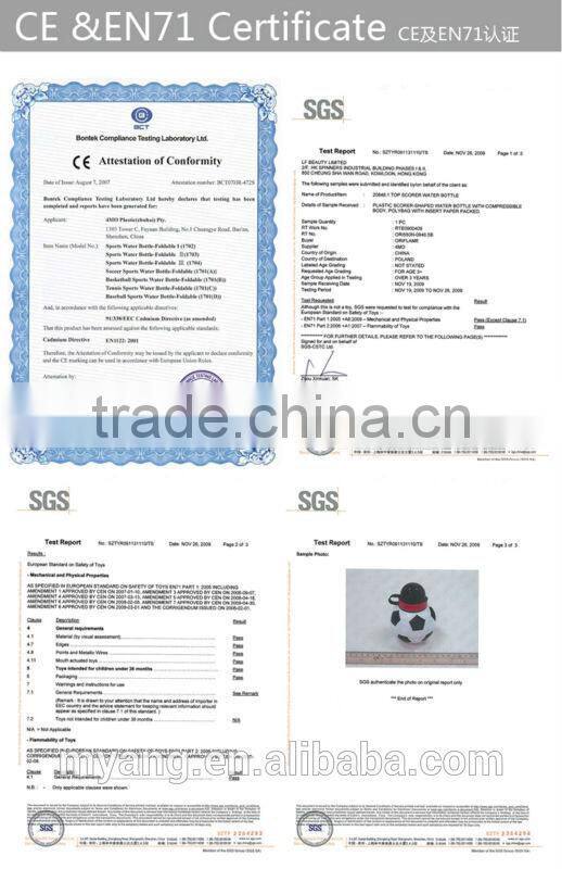 yiwu cheap price BPA FREE 450ml ball shape plastic water bottle,collapsible football foldable water bottle