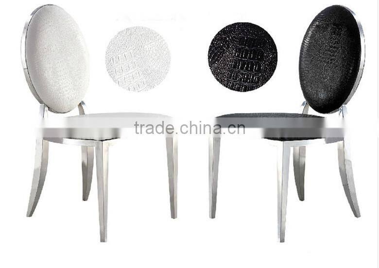 Stainless steel round back Moderm leather dining chair