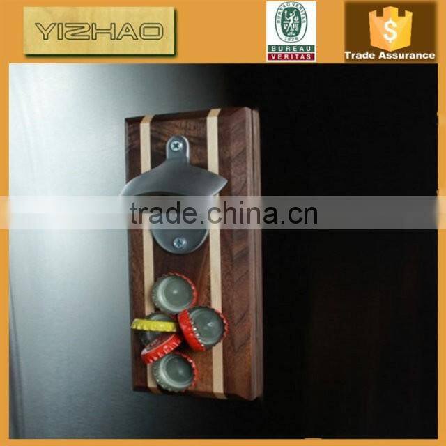 Custom Design Wooden Magnetic Wall Mounting Bottle Opener, Wooden Bottle Opener With Magnet