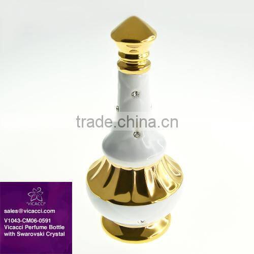 Wholesale Porcelain White Color Small Jewel Box Or Candy Pot With Swarovski Crystal V1043-CM06-0594