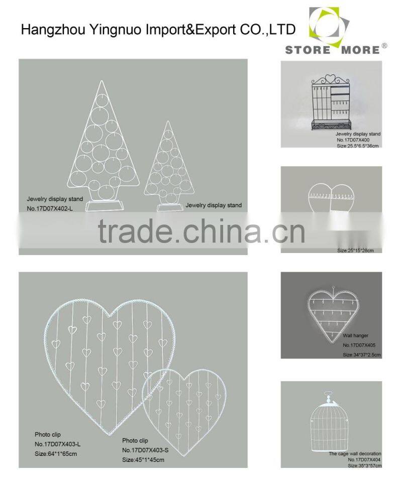 White Metal Iron Wire Heart Calendar Hook Hangar