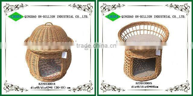 New design willow pets basket with mat