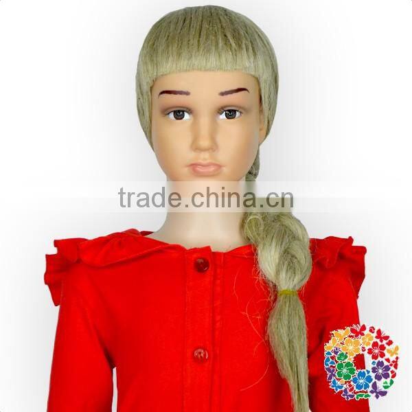 Girls Ruffle Red Fleece Hoodie Long Sleeve Button Up Plain Hoodie