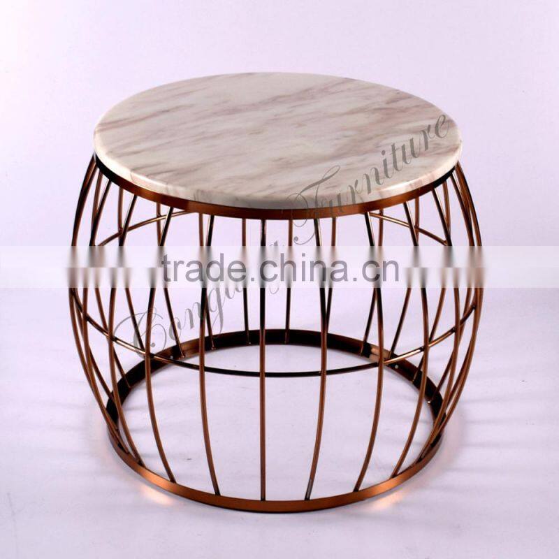 European style coffee table glass side table stainless steel gold side table C8099