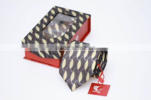 Set of neck tie, cufflinks and handkerchief with various colors and design, elegant but cheap