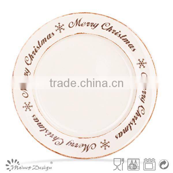 round ceramic Christmas plate for cake