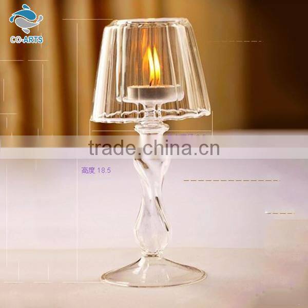 Wholesale delicated home decoration clear crystal glass candelabra