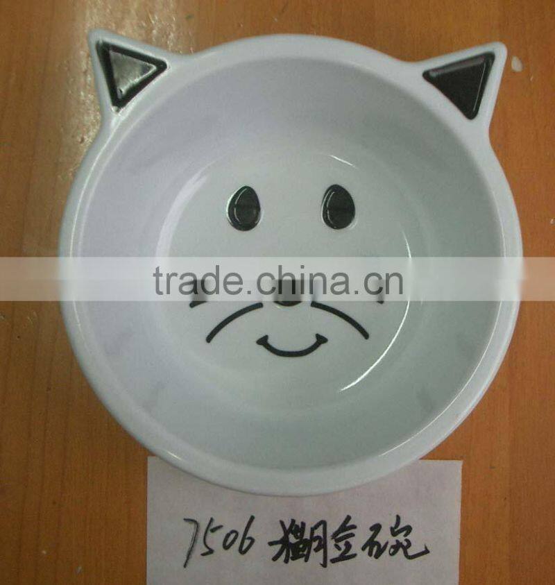 Meneed melamine plastic personalized cat shaped ceramic cat bowl
