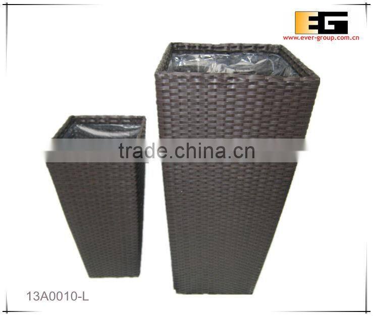Square PE/Plastic rattan with liner deco planter