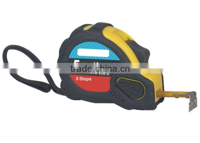 3 stops Steel Measuring Tape with rubber grip