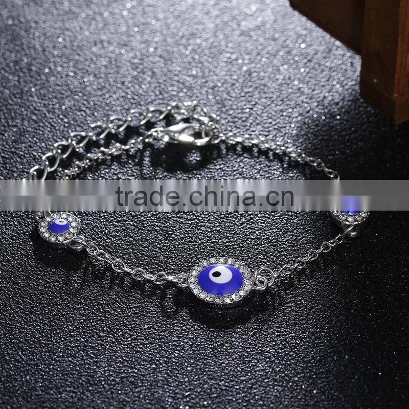 round rhinestone evil eye bracelet gold chain bracelet