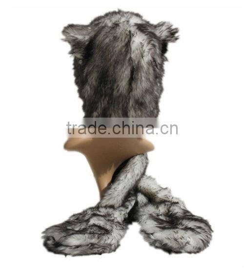 Wolf Shape Animal Hats Plush funny adult animal winter hats