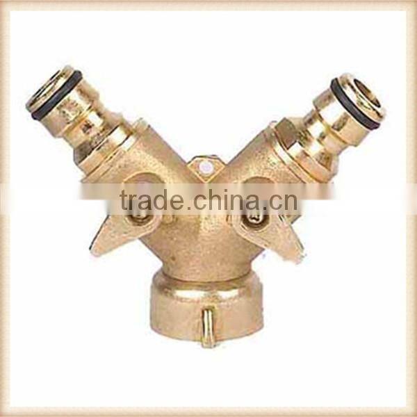 2 ways brass hose connector with valve