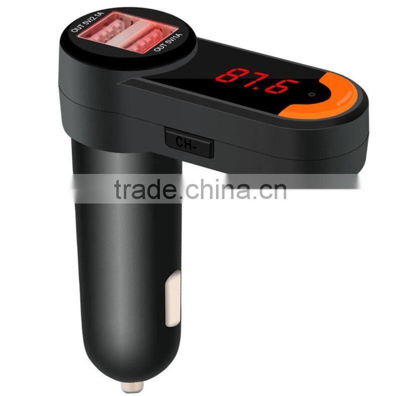 2016 hot mini LED Display Bluetooth handsfree Car FM Transmitter MP3 Player with USB Car Charger