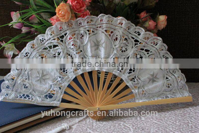 White color wedding lace hand fan