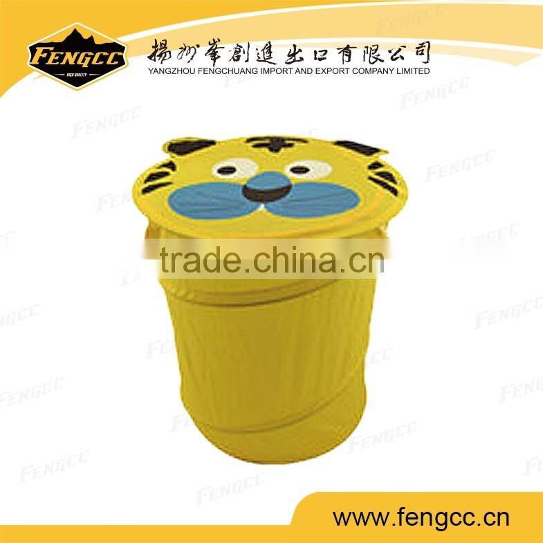 2016 hot sale promotion foldable polyester tiger animal toy laundry basket