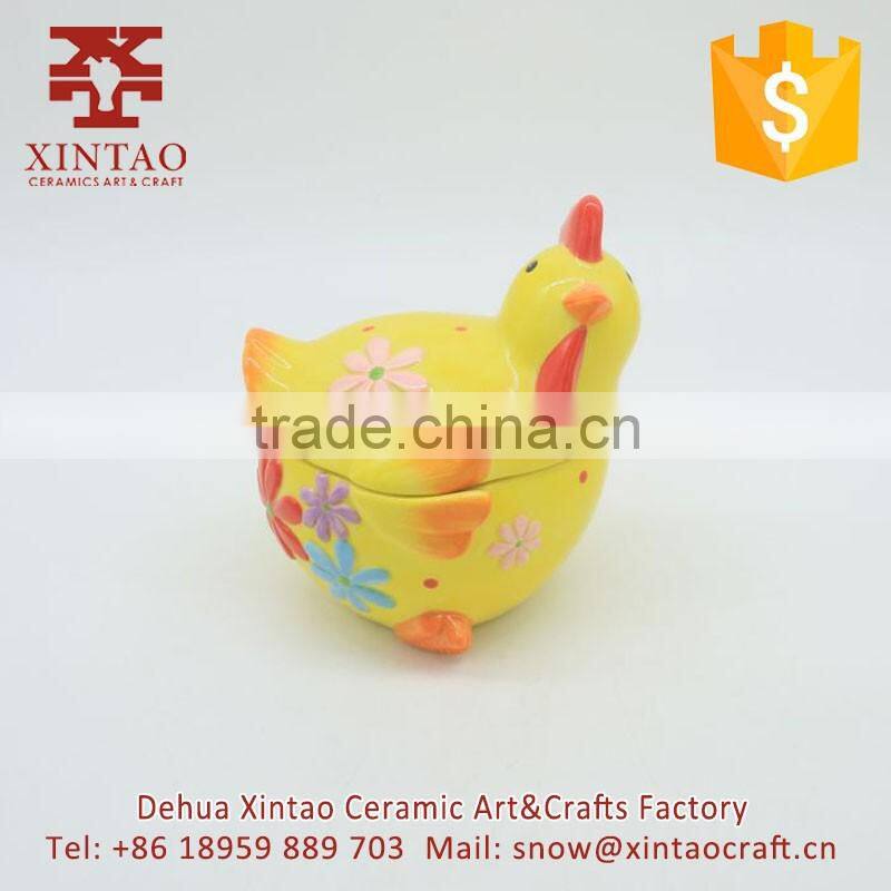 Kids cartoon yellow cock money safe boxes,ceramic funny money saving box
