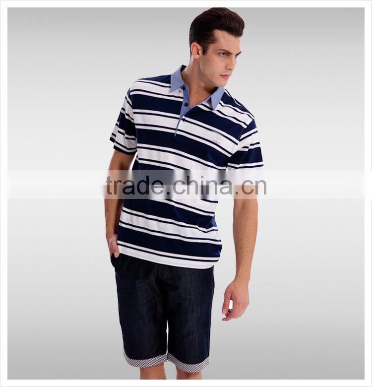 Wholesale cotton stripes design shirts men polo t-shirt