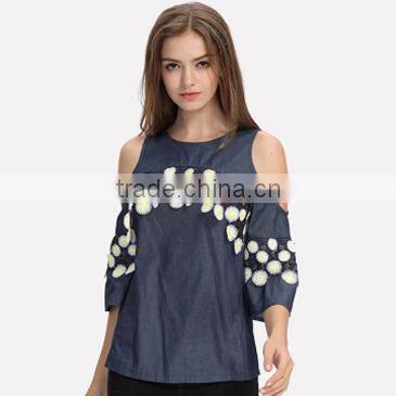 2017 women off shoulder new summer cotton blouse designs
