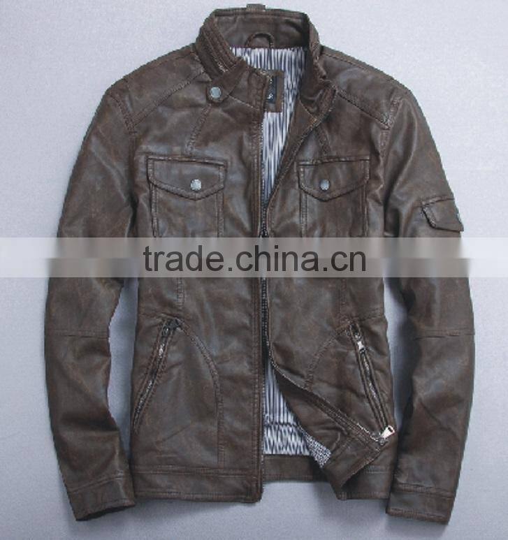 ALIKE brown pu jacket man leather jacket outdoor jacket