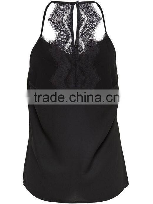 guangzhou fashion detailed lace sleeveless tank tops