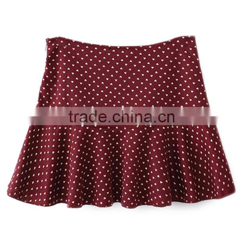 Ladies' fashion polyester print ruffle bottom high quality direct manufacturer hawaii party skirt