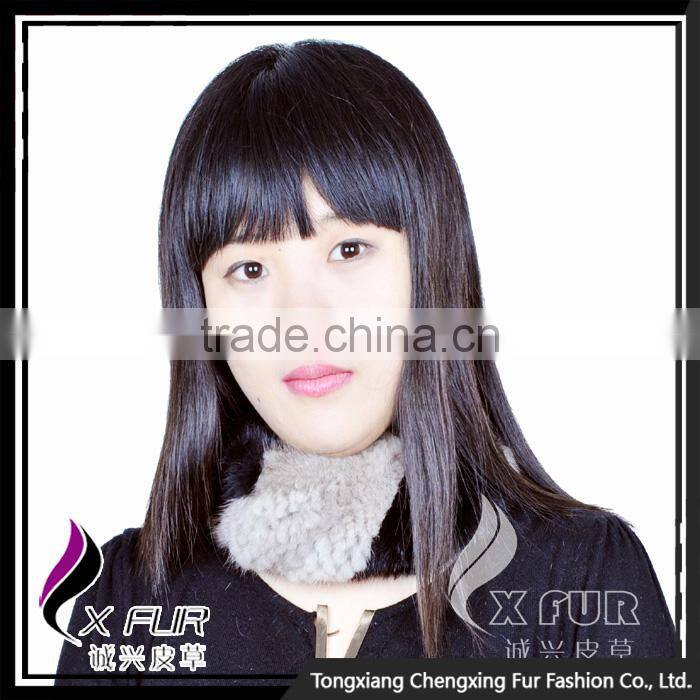 CX-E-28 2016 Wholesale Stock Popular Hair Headband Knitted Mink Fur Scarf